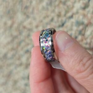 Handmade Acrylic Opaline Ring New Size 6 Women